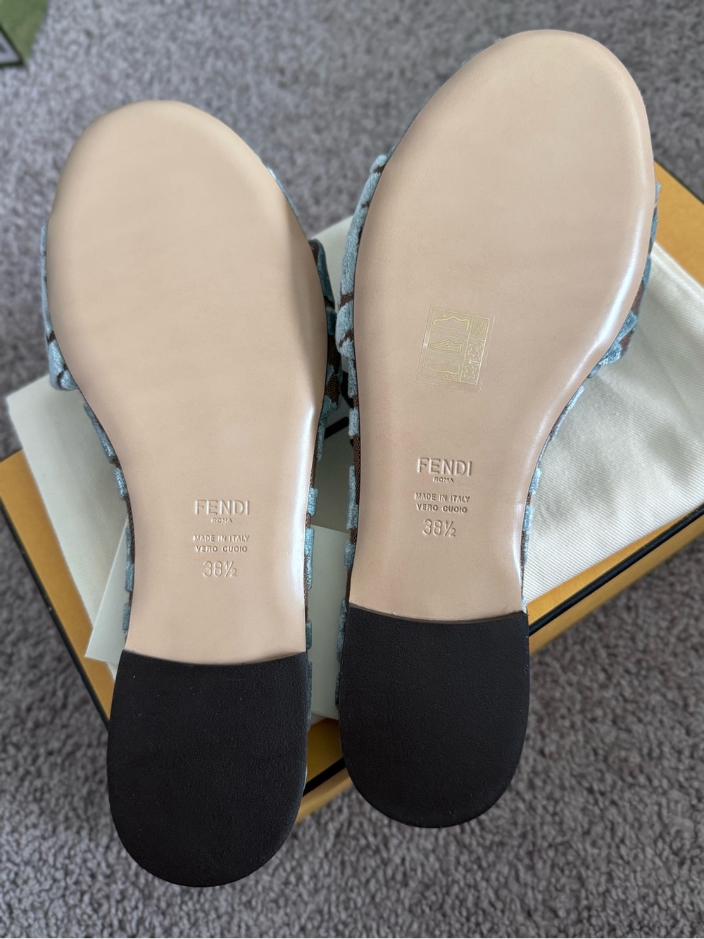 Fendi Sunshine Velvet Mule Sandals - Picture 4 of 4
